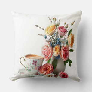 Good morning tea throw pillow