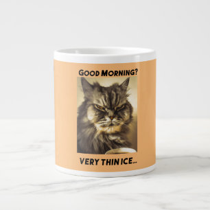 Good morning! Very thin ice. Cat with ironic touch Large Coffee Mug
