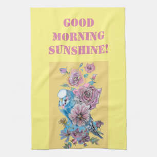 Good Morning Watercolor Budgie Rose Serviette de c