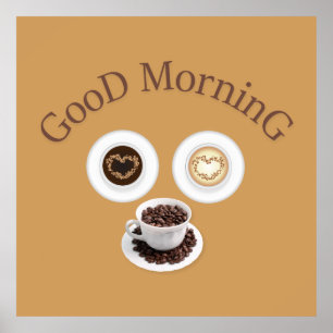 Good morning with coffee poster