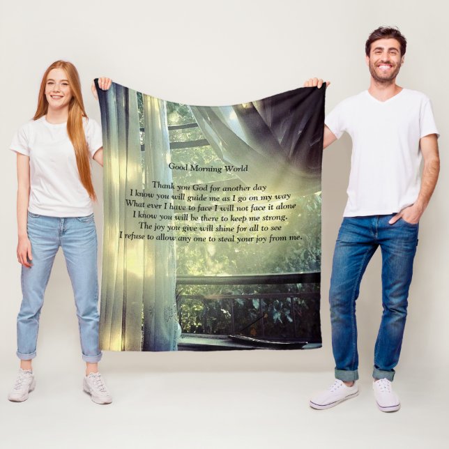 Good Morning World Fleece Blanket (In Situ)