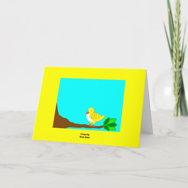 Good Morning Yellow Bird Greeting Card (Front)