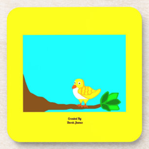 Good Morning Yellow Bird Hard Plastic Coaster. Coaster
