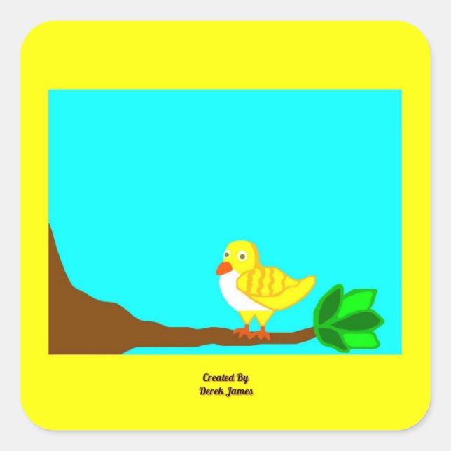 Good Morning Yellow Bird Square Sticker (Front)