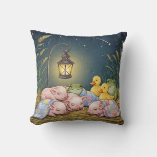 Good Night!, Ducklings, Piglets, Froglets Throw Pillow