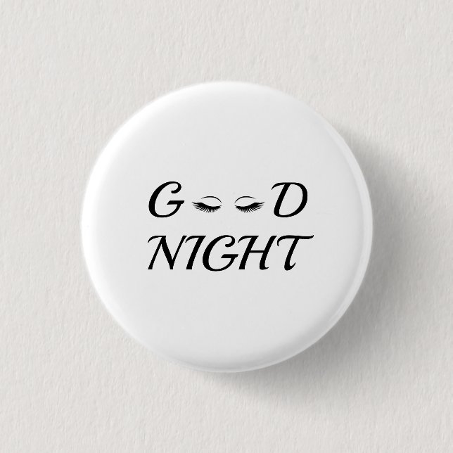 Good Night Eyelashes Feminine Relaxation Design 1 Inch Round Button (Front)