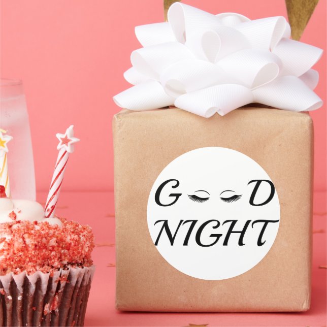 Good Night Eyelashes Feminine Relaxation Design Classic Round Sticker (Party)