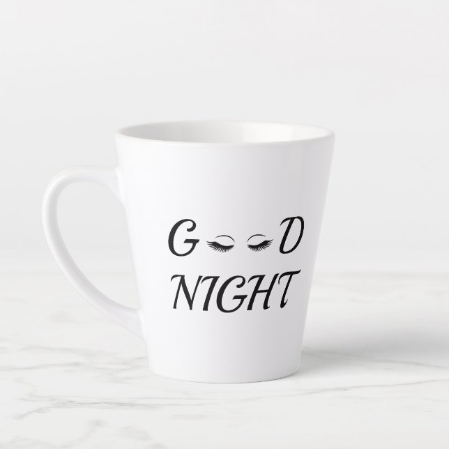 Good Night Eyelashes Feminine Relaxation Design Latte Mug (Left)