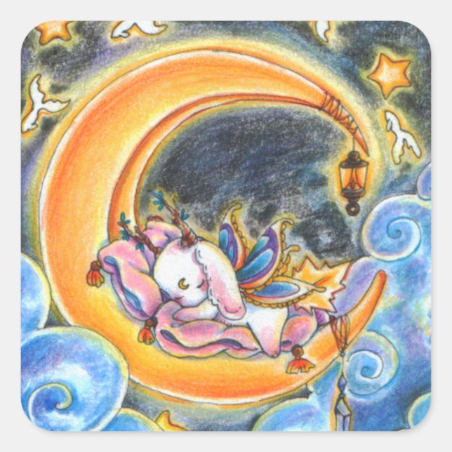 Good night Fairycore Sweet sleep on the moon Square Sticker (Front)