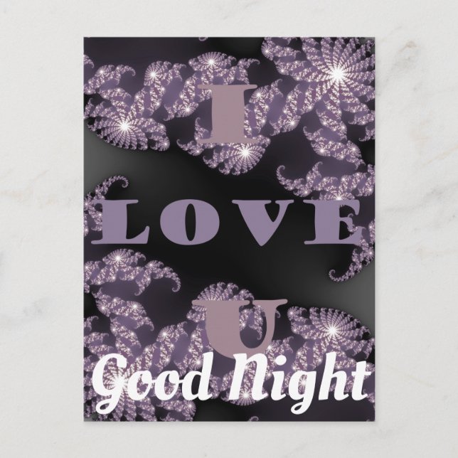 Good Night I Love You Blessed Nice Evening Purple  Postcard (Front)