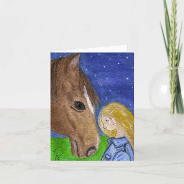 Good Night My Friend Horse and Girl Note Card (Front)