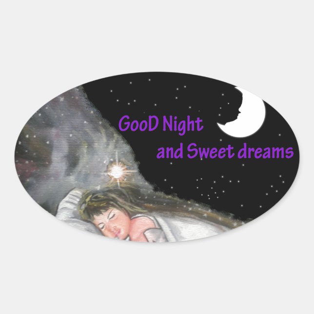 Good Night Oval Sticker (Front)