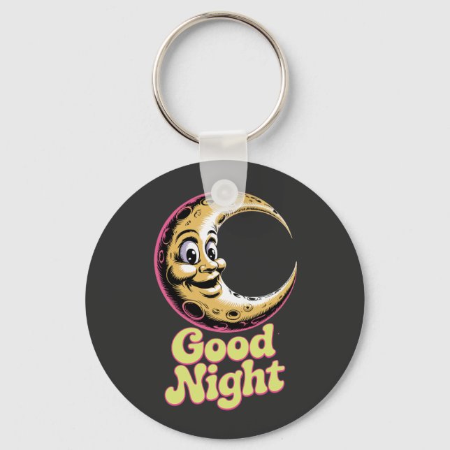 Good Night Retro Moon  Keychain (Front)
