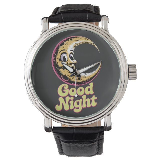 Good Night Retro Moon  Watch (Front)