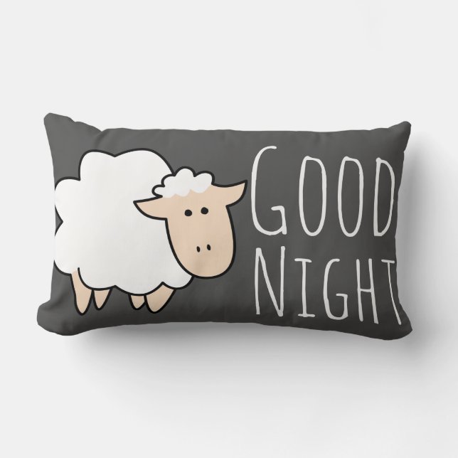 Good Night Sleep Cute Sheep Lumbar Pillow (Front)