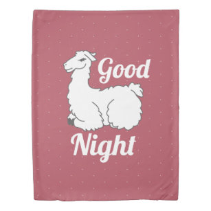 Good Night Sleepy Llama & Polka Dots Duvet Cover