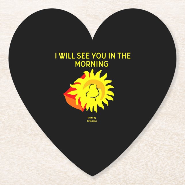 Good Night Sun Heart Paper Coaster (Front)