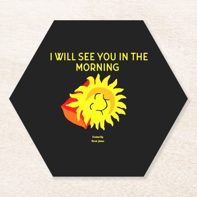 Good Night Sun Hexagon Paper Coaster (Front)