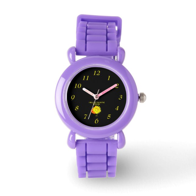 Good Night Sun Kids Red Glitter Watch (Front)
