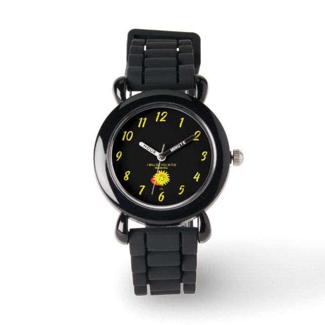 Good Night Sun Kids Silver Glitter Watch (Front)