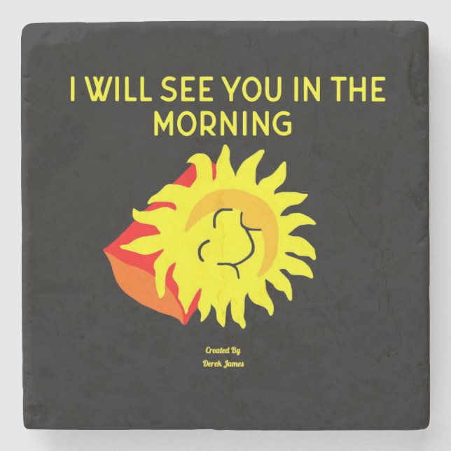 Good Night Sun Marble Stone Coaster (Front)