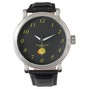Good Night Sun Men's Black Vintage Leather Watch