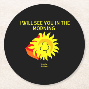 Good Night Sun Round Paper Coaster