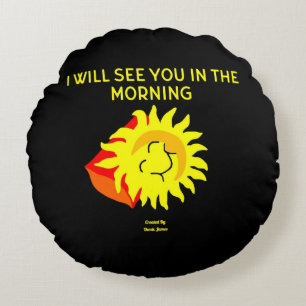 Good Night Sun Round Throw Pillow