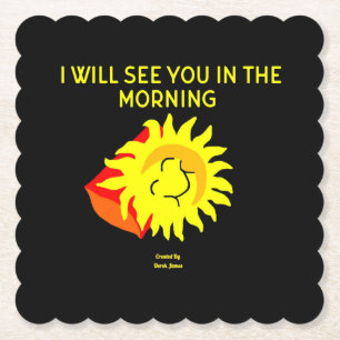 Good Night Sun Scalloped Square Paper Coaster