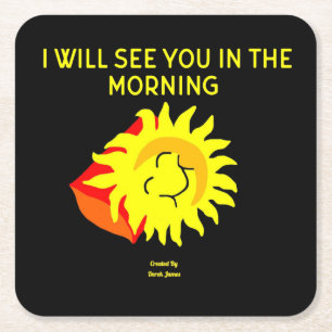 Good Night Sun Square Paper Coaster