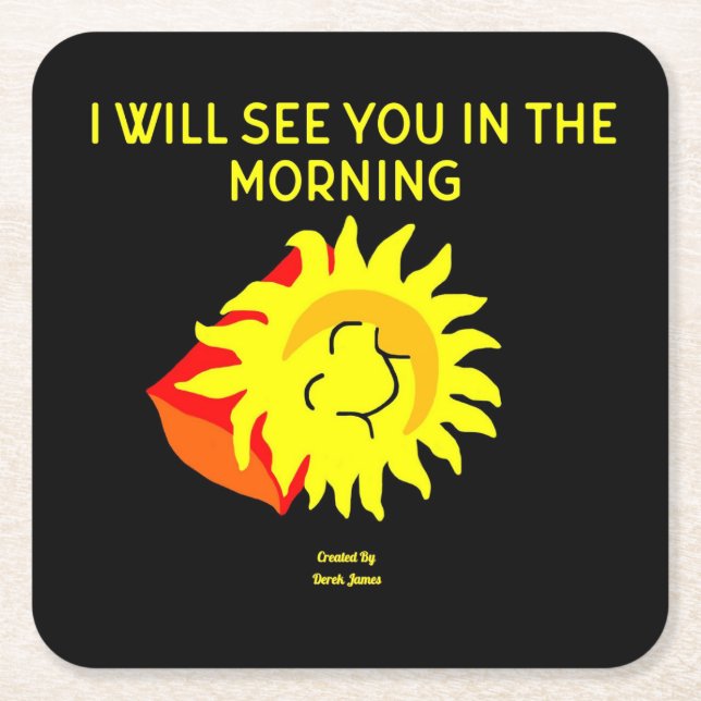 Good Night Sun Square Paper Coaster (Front)