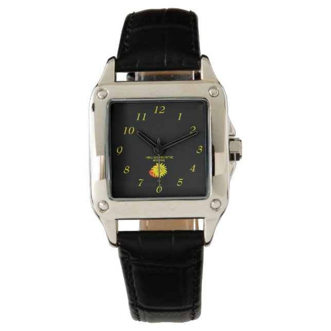 Good Night Sun Women's Square Leather Watch (Front)