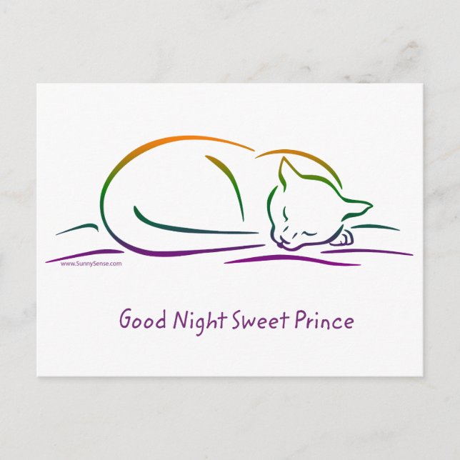 Good Night Sweet Prince (Cat) Postcard (Front)