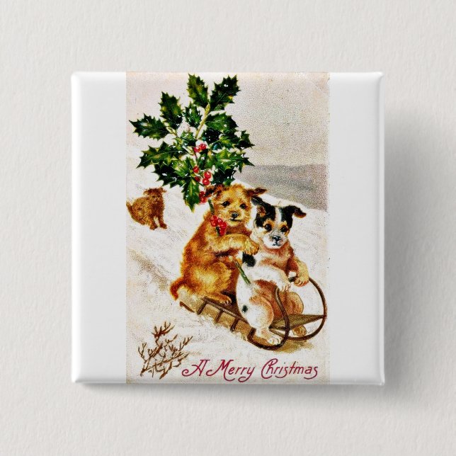 Good Old Christmas 2 Inch Square Button (Front)