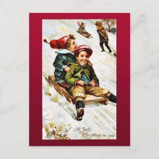 Good Old Christmas Holiday Postcard
