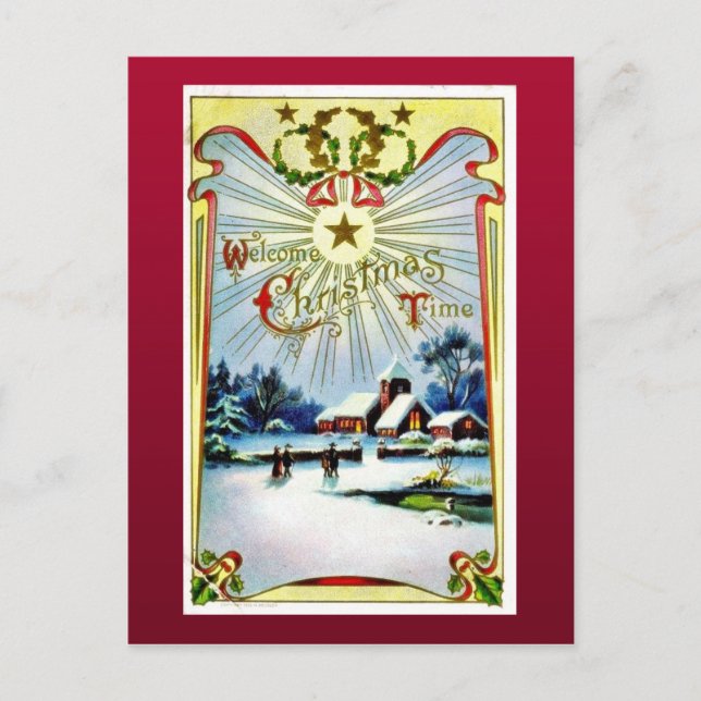 Good Old Christmas Holiday Postcard (Front)
