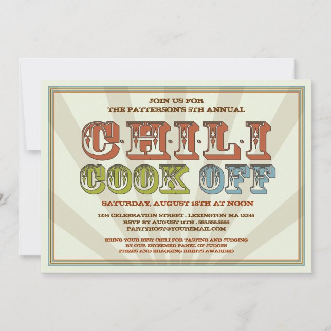 Good Old Fashioned Chili Cook Off Party Invitation (Front)