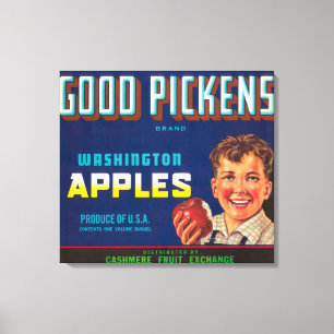 Good Pickens Apple Label - Cashmere, WA Canvas Print