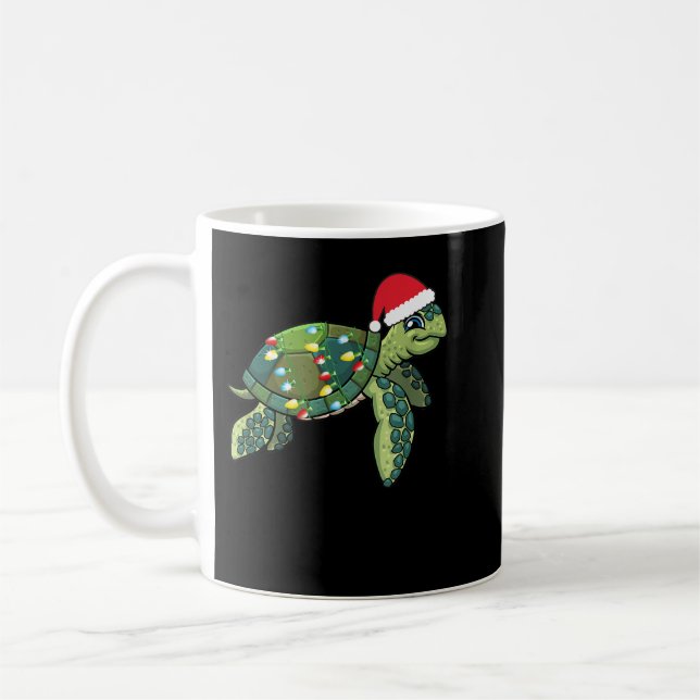 Good Placidity Christmas Sea Turtle With Santa Hat Coffee Mug (Left)