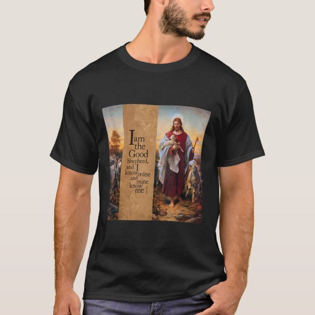 Good Shepherd Art Painting John 10 Plockhorst Jesu T-Shirt (Front)