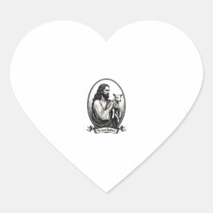 Good Shepherd Jesus Vintage Engraving Faith Shirt Heart Sticker