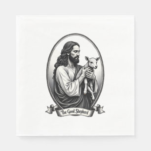 Good Shepherd Jesus Vintage Engraving Faith Shirt Napkin