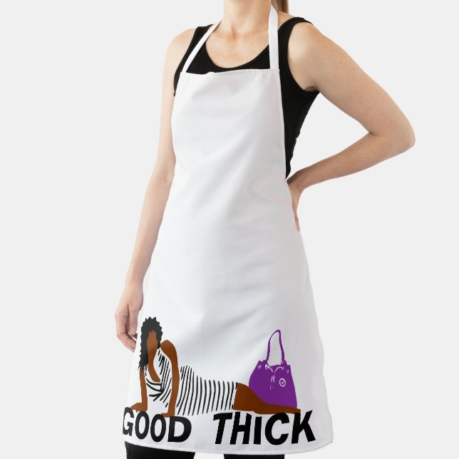 Good Thick - Woman in black Striped Dress Adult Ap Apron (Insitu)