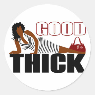 Good Thick - Woman in black Striped Dress Classic Round Sticker