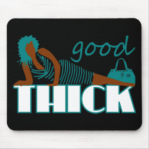 Good Thick - Woman in black Striped Dress Mouse Pad