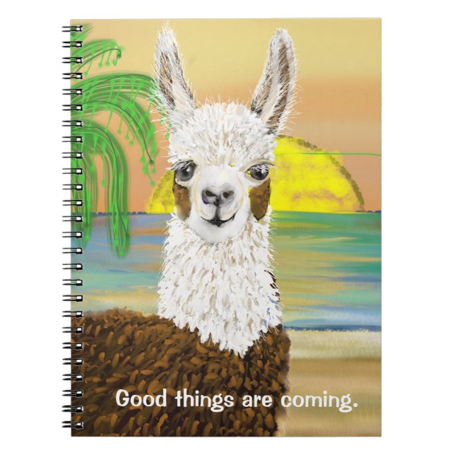 Good Things Are Coming Mama Llama Notebook (Front)