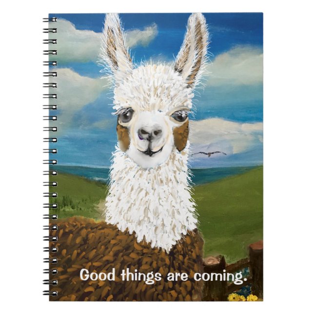 Good Things Are Coming Mama Llama Notebook (Front)