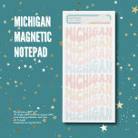 "Good Things Are Coming" Michigan Magnetic Notepad<br><div class="desc">Keep your spirits high and your tasks organized with our cheerful "Good Things Are Coming" Michigan Magnetic Notepad! This delightful notepad features a repeating pattern of the word "MICHIGAN" in a playful, wavy pastel font, adorned with an uplifting message at the top. Perfect for jotting down grocery lists, daily reminders,...</div>