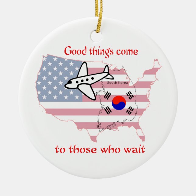 Good Things Come - Korean Adoption Ceramic Ornament (Front)