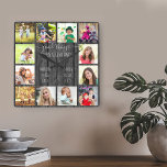 Good Things Happen at Grandma's 12 Photo Grey Wood Square Wall Clock<br><div class="desc">Photo clock for grandparents with 12 of your favourite pictures. Create your own grid style photo collage and add the grandchildren's names (2 to 8 names looks best). The quote reads "good things happen at grandma's". The design is lettered in handwritten and whimsical typography on a rustic grey and black...</div>